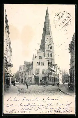 AK Lübeck, Strassengabelung an der Aegidienkirche