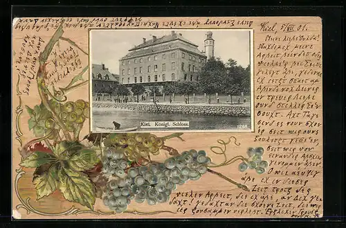 Passepartout-Lithographie Kiel, Königl. Schloss