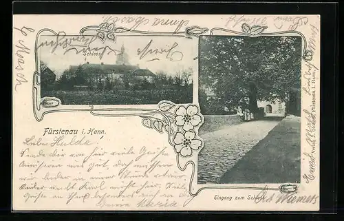 AK Fürstenau i. Hann., Schloss und Eingang