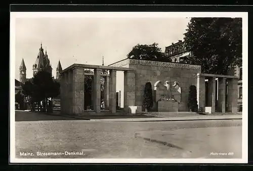 AK Mainz a. Rhein, Das Stresemann-Denkmal