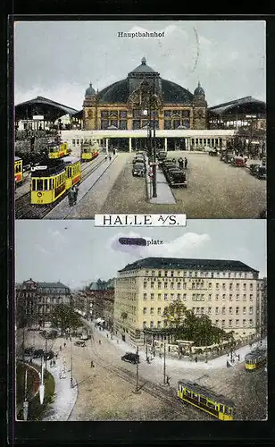 AK Halle a. S., Hauptbahnhof, Riebeckplatz