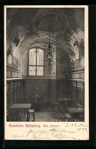 AK Würzburg, Gasthaus Ratskeller Die Laube, Innenansicht