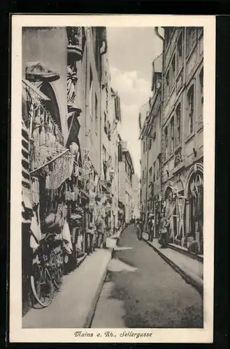 AK Mainz a. Rh., Strasse Seifergasse mit Geschäften