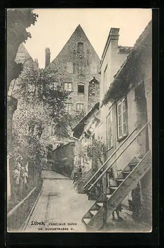 AK Lübeck, Haus in der Gr. Burgstrasse 41, Käselaus-Gang