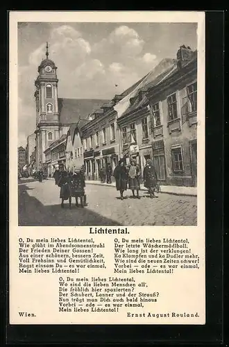 AK Lichtental, Strassenpartie mit Passanten