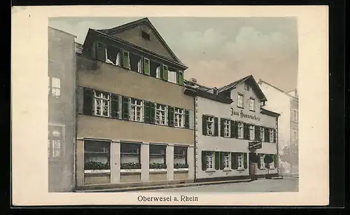 AK Oberwesel /Rh., Hotel zum Hunsrücker Wilh. Hammes, Strassenansicht