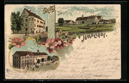 Lithographie Tempelhof, Schloss, Seminar, Lehrerseminar