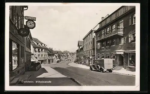 AK Crailsheim, Wilhelmstrasse mit Gasthof Traube