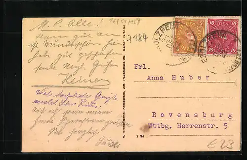 AK Kirchberg a. J., Teilansicht mit Kirche, Strassenpartie