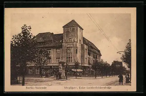 AK Berlin-Südende, Weinhandlung Steglitzer- Ecke Lichterfelderstrasse