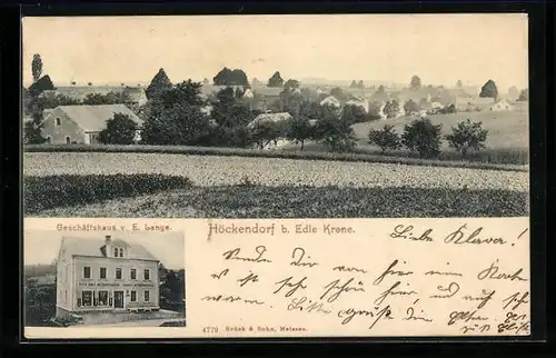 AK Höckendorf b. Edle Krone, Geschäftshaus v. E. Lange, Teilansicht