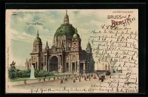 Lithographie Berlin, Neuer Dom, Halt gegen das Licht: Vollmond