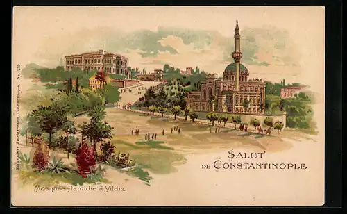 Lithographie Constantinople, Mosquee Hamidie a Yildiz