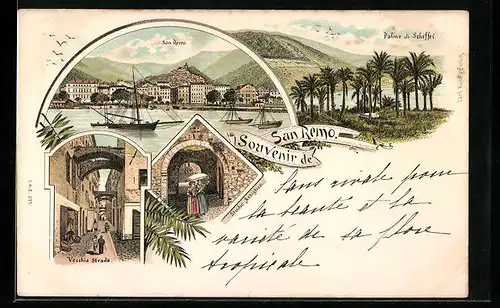 Lithographie San Remo, Palme di Scheffel, Vecchia Strada