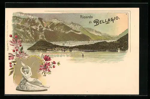 Lithographie Bellagio, Seepartie, Skulptur