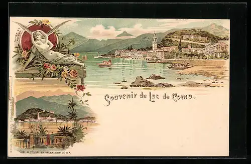 Lithographie Bellagio, Vue depuis la Villa Carlotta