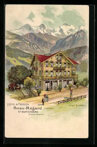 Lithographie St. Beatenberg, Hotel und Pension Beau-Regard