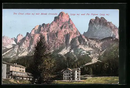 AK Cortina d`Ampezzo, Tre Croci mit Monte Cristallo und Piz Popena