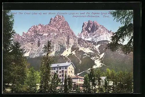 AK Cortina d`Ampezzo, Tre Croci mit Monte Cristallo und Piz Popena
