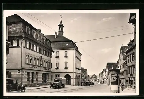 AK Marbach a. N., Strassenpartie beim Rathaus