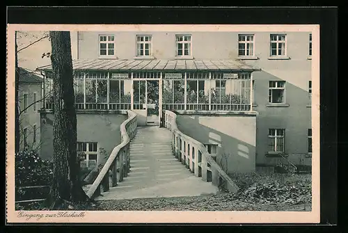 AK Gunzenhausen, Diakonissen-Mutterhaus Hensoltshöhe, Haus Eden für Erholungsbedürftige-Eingang zur Glashalle