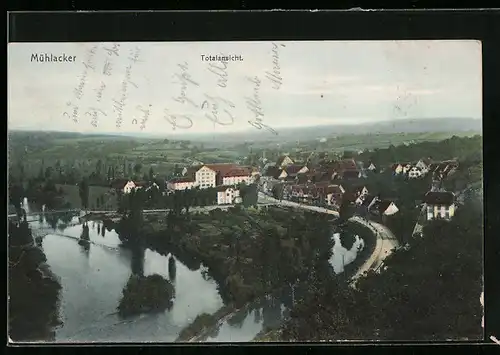 AK Mühlacker, Totalansicht aus der Vogelschau