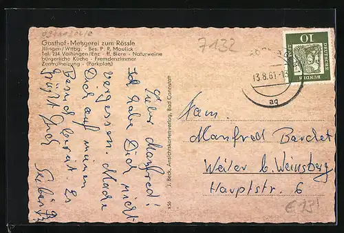 AK Illingen (Württ.), Vier Ansichten vom Gasthof Rössle