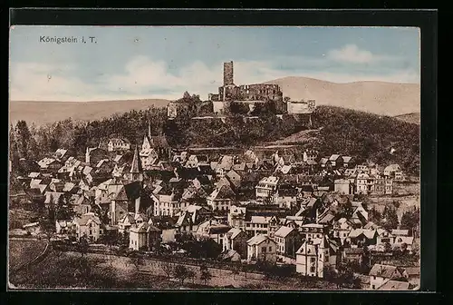 AK Königstein i. T., Ortsansicht mit Ruine
