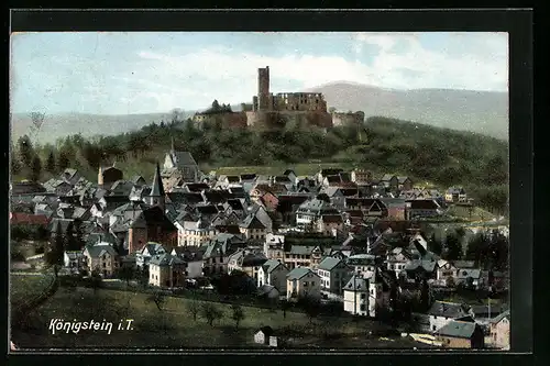 AK Königstein i. T., Ortsansicht mit Ruine