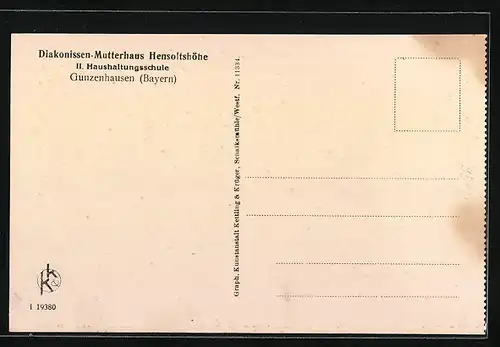 AK Gunzenhausen (Bayern), Diakonissen-Mutterhaus Hensoltshöhe, II. Haushaltungsschule, Speisesaal