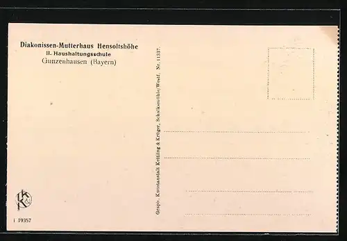 AK Gunzenhausen (Bayern), Diakonissen-Mutterhaus Hensoltshöhe, II. Haushaltungsschule, Schwestern bei der Handarbeit