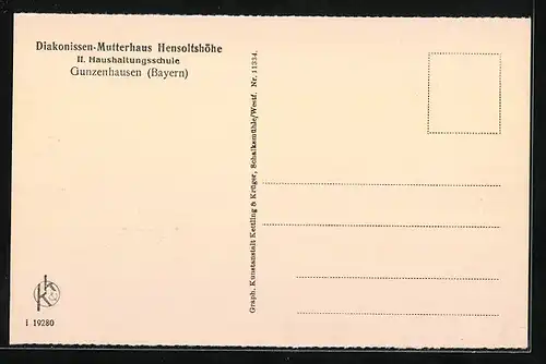 AK Gunzenhausen (Bayern), Diakonissen-Mutterhaus Hensoltshöhe, II. Haushaltungsschule, Speisesaal