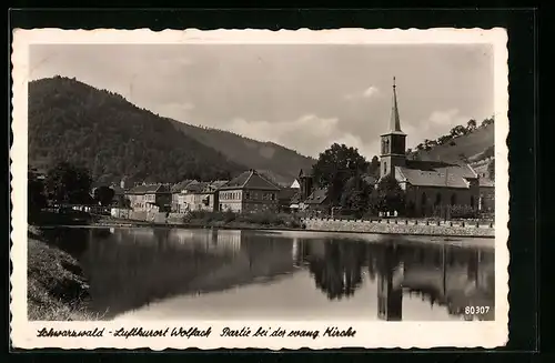 AK Wolfach i. Schwarzwald, Partie bei der evang. Kirche