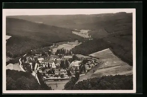 AK Hattenheim im Rheingau, Totalansicht von einem Berg aus