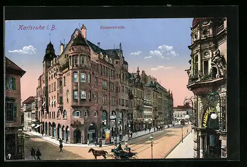 AK Karlsruhe i. B., Kaiserstrasse
