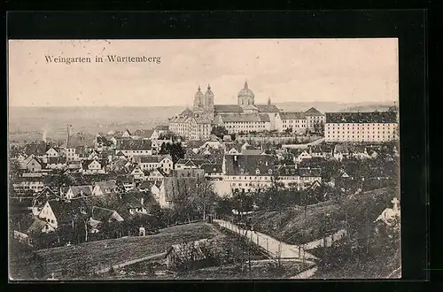 AK Weingarten in Württemberg, Ortsansicht aus der Vogelschau