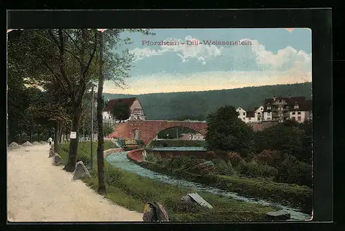 AK Pforzheim-Dill-Weissenstein, Teilansicht vom Weg aus