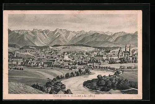 AK Kempten i. Allgäu, Totalansicht mit der Iller
