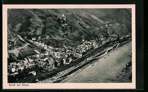 AK Kaub am Rhein, Ortsansicht von oben