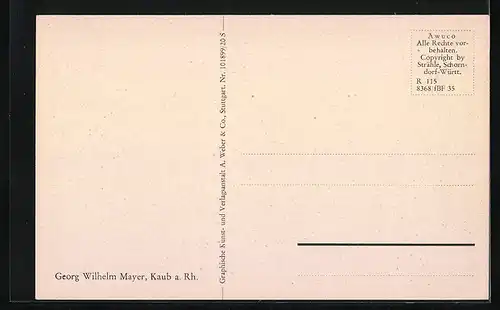 AK Kaub am Rhein, Ortsansicht von oben