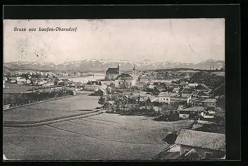 AK Laufen-Oberndorf, Totalansicht aus der Vogelschau