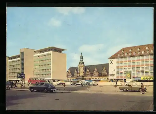 AK Leipzig, Altes Rathaus, Messeamt und Messehaus am Markt