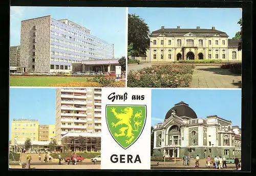 AK Gera, Interhotel Gera, Kunstgalerie, Dr.-Rudolf-Breitscheid-Strasse, Bühnen der Stadt