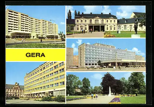 AK Gera, Dr.-Rudolf-Breitscheid-Str., Mehrzweckgebäude Puschkinplatz, Orangerie, Interhotel Gera, Park