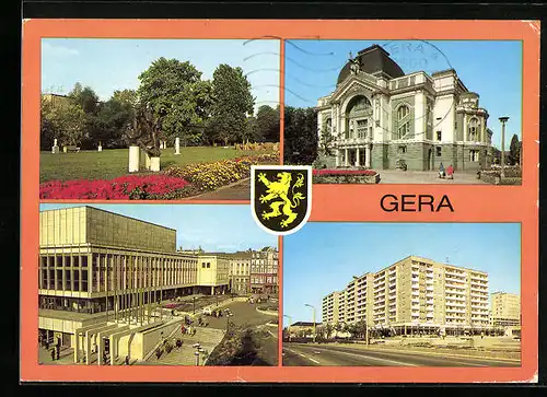 AK Gera, Park der Opfer des Faschismus, Theater, Haus der Kultur, Dr.-Rudolf-Breitscheid-Strasse