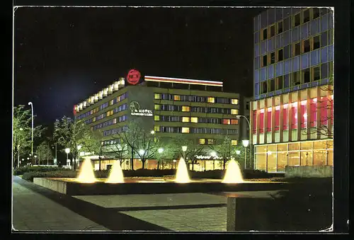 AK Berlin, Hotel Unter den Linden bei Nacht