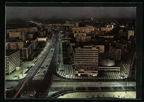 AK Berlin, Blick vom Interhotel Stadt Berlin (Karl-Marx-Allee)