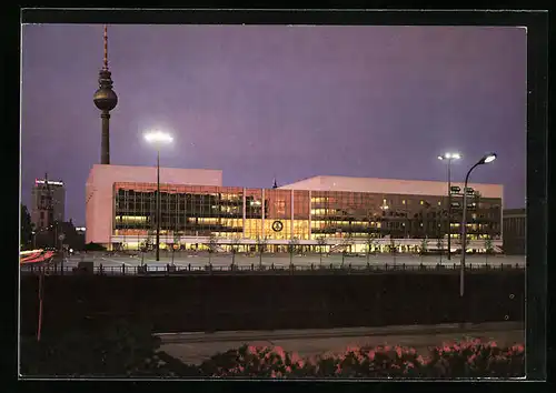 AK Berlin, Palast der Republik bei Nacht