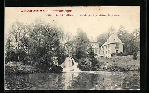 AK Le Vast, Le Chateau et la Cascade de la Saire