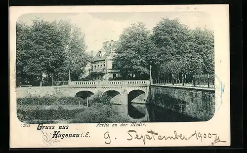 AK Hagenau i. E., Partie an der Moder